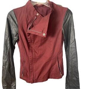 The BRAND Label Faux Leather/Cotton Moto Jacket, Side Zip, Trendy, Weekend, XS